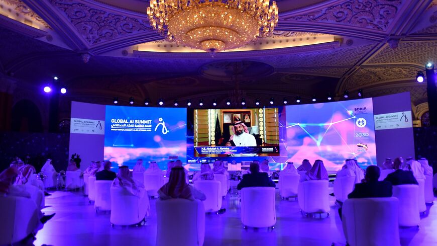 Guests attend the Global AI 2020 (Artificial Intelligence) Summit in the Saudi capital Riyadh on October 21, 2020