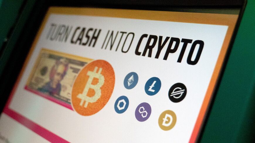 The Bitcoin logo is seen on a Coinstar cryptocurrency ATM at a grocery store in Washington, DC, on January 19, 2023. (Photo by Stefani Reynolds / AFP) (Photo by STEFANI REYNOLDS/AFP via Getty Images)